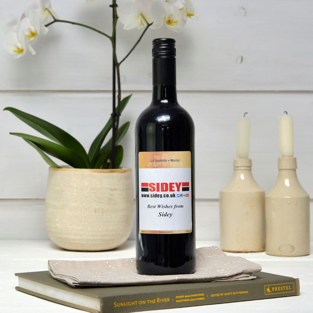 Personalised bottle of red wine